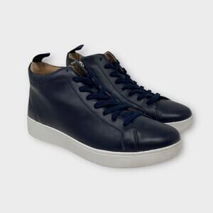 Fitflop Rally Leather High-Top Sneakers Navy Size 8